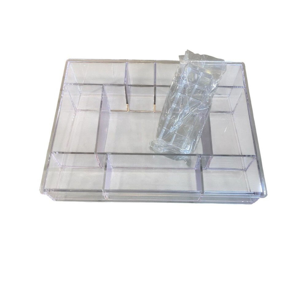 Clear Makeup Tray Drawer Organizer Multi-Compartment Cosmetic Vanity Organizer